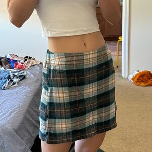 American Green and blue plaid mini skirt